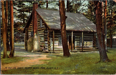 Postcard Ye Old Log Cabin Olcott Beach Park New York Divided Back Unposted