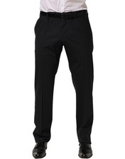 Dolce & Gabbana Black Wool Tapered Leg Dress Trouser Men's Pants
