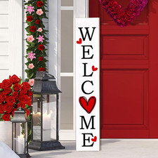 Valentine's Day Rustic Vertical Porch Sign for Front Door Decoration - 47.2"H