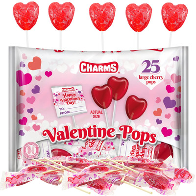 25 Count Heart Shaped Lollipops Bulk Bag Valentine s Day Candy Treats