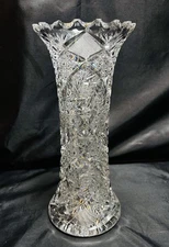RARE Antique American Brilliant Period Heavy Cut Crystal Trumpet Vase c. 1890