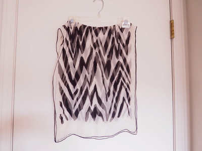Vtg ECHO Black & White Chevron 100% Silk Chiffon Scarf Made in Japan 42'' x 16''