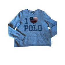 Polo ralph lauren reverse sequin girls wool blend american flag sweater medium