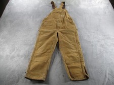 Carhartt Bib Overalls Mens 42x30 Brown Duck Canvas Insulated Lined Workwear