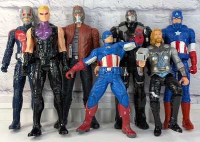 LOT 7 Marvel 12''Action Figures Avengers Hasbro WarMachine HawkEye Thor StarLord