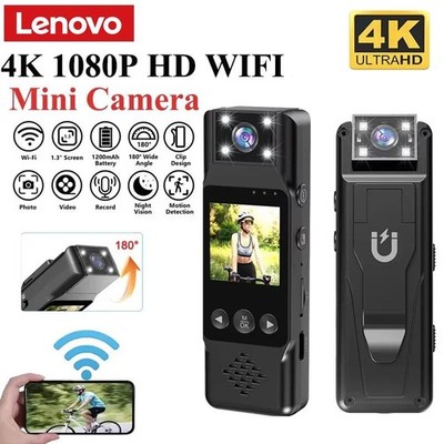 Lenovo Sports Camera 4K HD Portable Mini Camera Wifi Magnetic Back Clip Digital