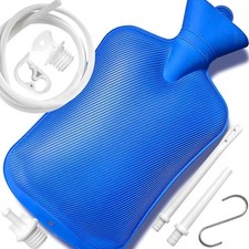 Home Enema Douche Kit Hot Water Bottle Bag 2 Quart Capacity Reusable Red / Blue