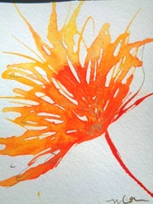 One Of A Kind - Original YELLOW ORANGE ABSTRACT FLOWER FLORAL  Painting