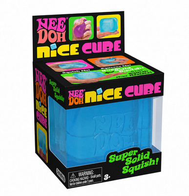 Nee Doh Nice Cube Blue Squishy Toy - Super Solid Stress Relief Cube