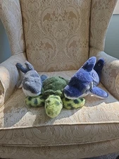 Lot Of 3 EUC Fahlo Sea Turtle Shark Dolphin  Tracking Plush Ocean