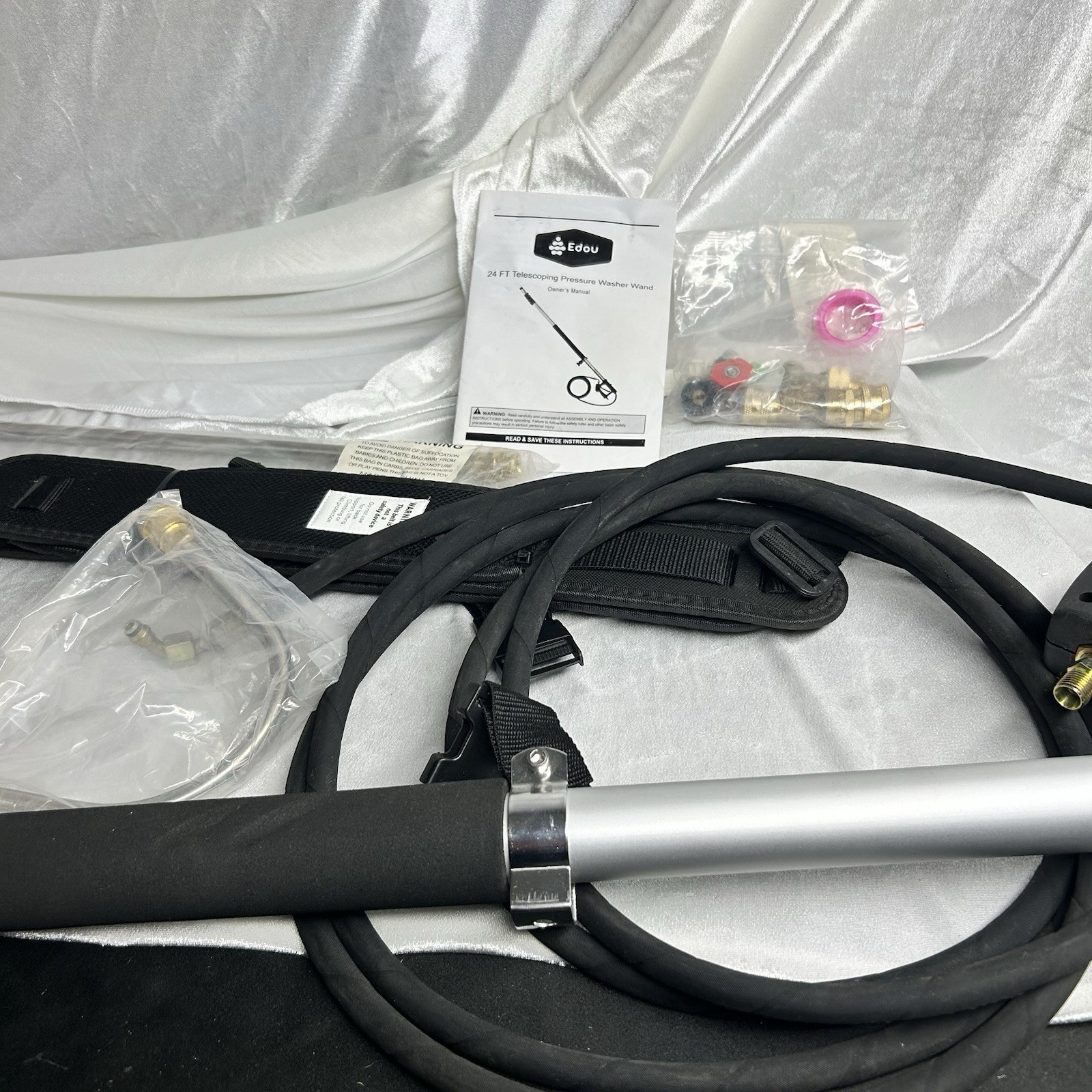 24 FT Telescoping Pressure Washer Wand 4000PSI with 5 Spray 
