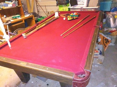 The Billiard Factory Billiard Table with Red Felt and Accessories