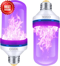 2 Pack Purple LED Flame Light Bulbs E26 Base Flickering Gravity Sensor Decor
