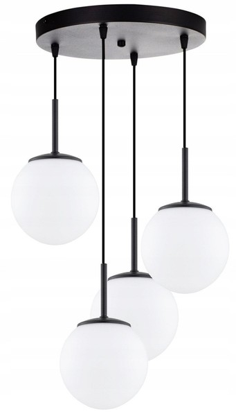 Pendelleuchte Esstisch 4-Flammig Glas Schwarz E27 B:30 Cm HäNgelampe Esszimmer-image
