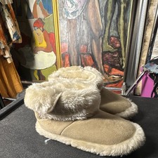 Fireside Missy Women's Beige/Ivory Faux Fur Lined Bootie Slippers Slip On 6