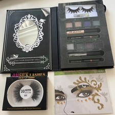 Bundle Disney Eye Make Up Set Extra Mink Eyelashes Stick On Bling Face Art NEW