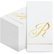 Pasimy 100 Pcs Initial Napkins Monogram Guest Napkins Gold Letter Paper Towel...