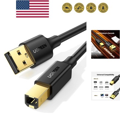 USB A to USB B Printer Cable 5ft - High-Speed for HP, Canon, Brother, Samsung...