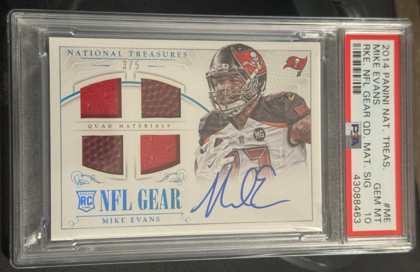 Mike Evans Panini National Treasures Rookie NFL Gear Quad Materials Signatures #ME Base