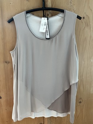 RIANI Top Shirt ärmellos dt. 42 taupe Lagenlook m. Etikett NP 179,95 wie NEU  