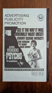 Advertising Publicity Promotion Hitchcock's Psycho Universal Studios 1969 RS30