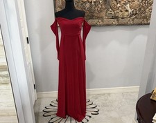 Fashion Nova Elegantly Fab Dress Womens Medium Red Off Shoulder Maxi Formal