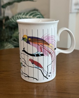 Dunoon Ceramics Tropical Caged Birds Mug Made In Scotland