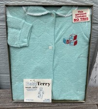 Vintage 70's Baby Terry Newborn Sleeper Terry Cloth Made In USA ABC Blocks Baby