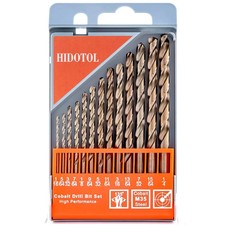 13 PCS Cobalt Drill Bit Set M35 HSS Twist Drill Bits 1/16"-1/4" for Hardened ...