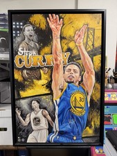 Stephen Curry Rain King 24x36 Justyn Farano Art Canvas /30 Steph Signed 5