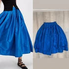 NEW Free People Emilia Lake Blue Pleated Maxi Skirt Medium Poplin A-Line Hi-Rise