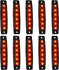 10 Pack DC 12V Smoked Red 3.8" 6 LED Trailer Side Marker Lights Clearance Light