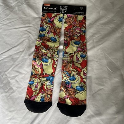Ren & Stimpy Crew Socks Nickelodeon sz 6-13 NEW ODD SOX B#6