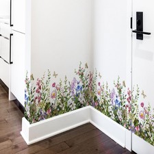 Plant Grass Wall Stickers Wall Corner Stickers Flowers Butterflies Base Board...