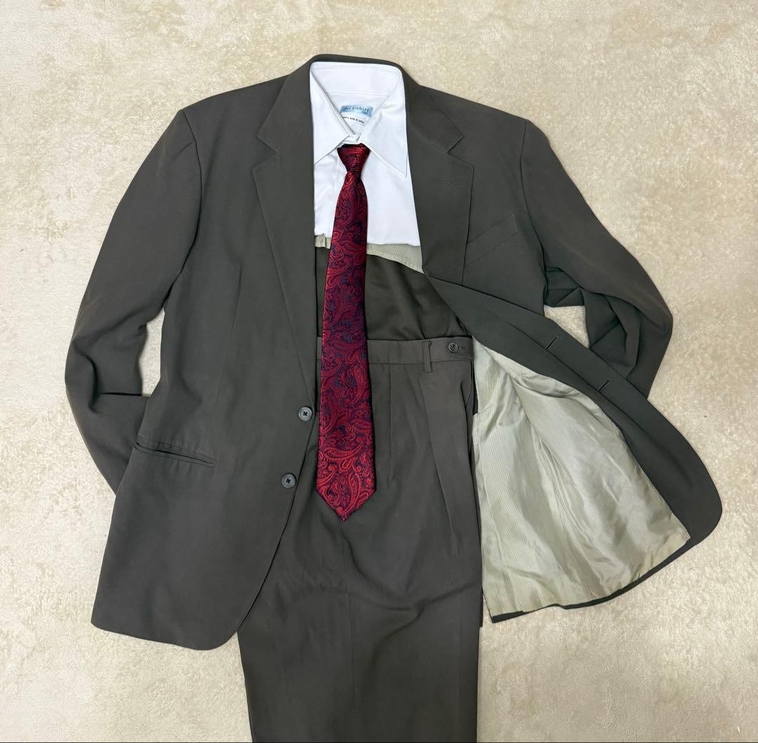 Ermenegildo Zegna Men Mermenegildo Men'S Suit Olive Gray Top And Bottom Set Xl L