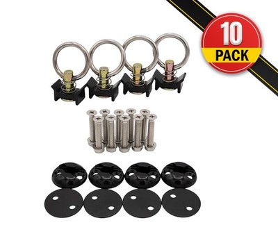 220 Pieces Black Tie Down Kit with 2'' Round Anchor Point