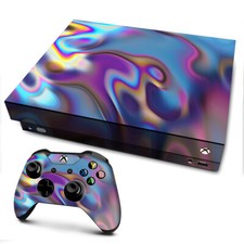 Xbox One X Console Skins Decal Wrap ONLY Opalescent Resin marble oil Slick
