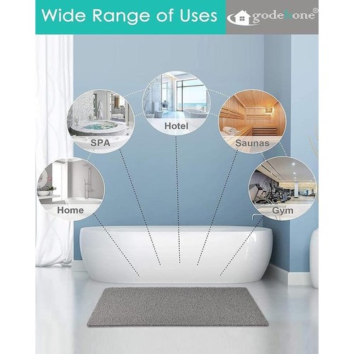 Tappetino Doccia PVC Antiscivolo 15,7x36” Asciugatura Rapida Esfoliante Bagno Pavimento Grigio - Foto 4 di 5