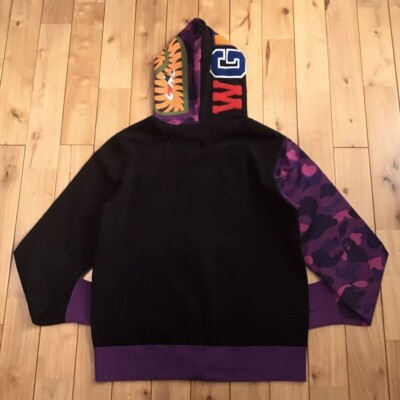 BAPE Black x purple camo shark full zip hoodie A Bathing Ape Size