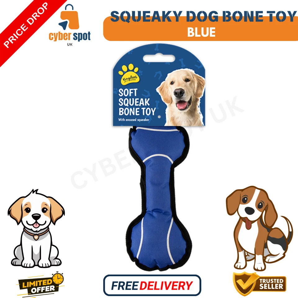 🐶 Soft Play Large Strong Squeaky Bone durable Toy Fetch Puppy Dog Bone Pet Pull - Image 2 of 4