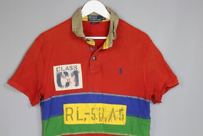 RARE VTG POLO RALPH LAUREN CLASS C1 RAFTING SPELL OUT STRIPED POLO
