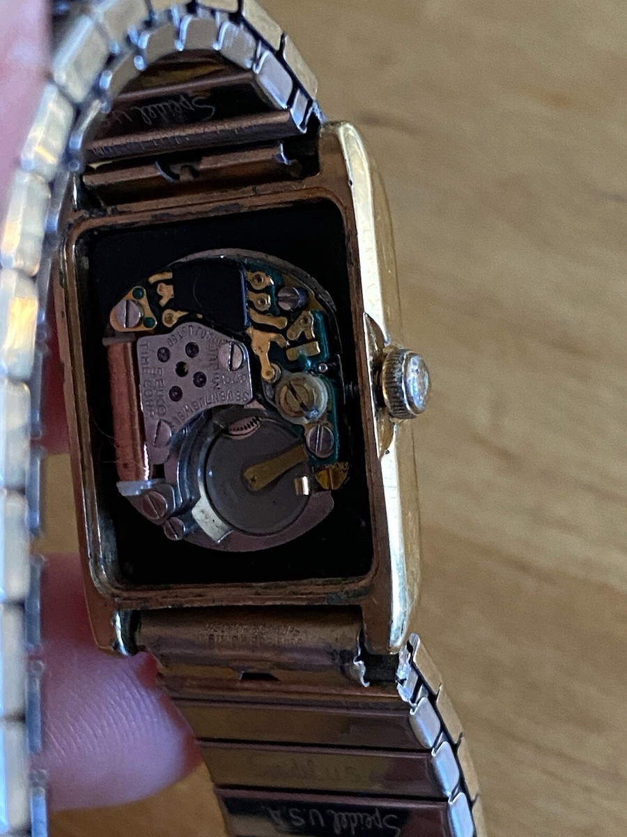 Vintage Seiko Tank Gold Tone Quartz Tank Watch w/Bracelet