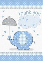 Blue Elephant Baby Shower Thank You Notes, New, Free Shipping Blue Elephant Baby Shower Thank You Notes, New, Free Shipping