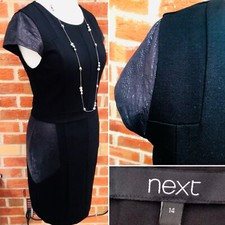 NEXT Size 14 Black Grey Shift Dress Party Spring Evening Excellent S1