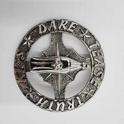 Spin The Bottle Truth, Dare, Kiss, Tease Spinner 2004 belt buckle by Silver Star