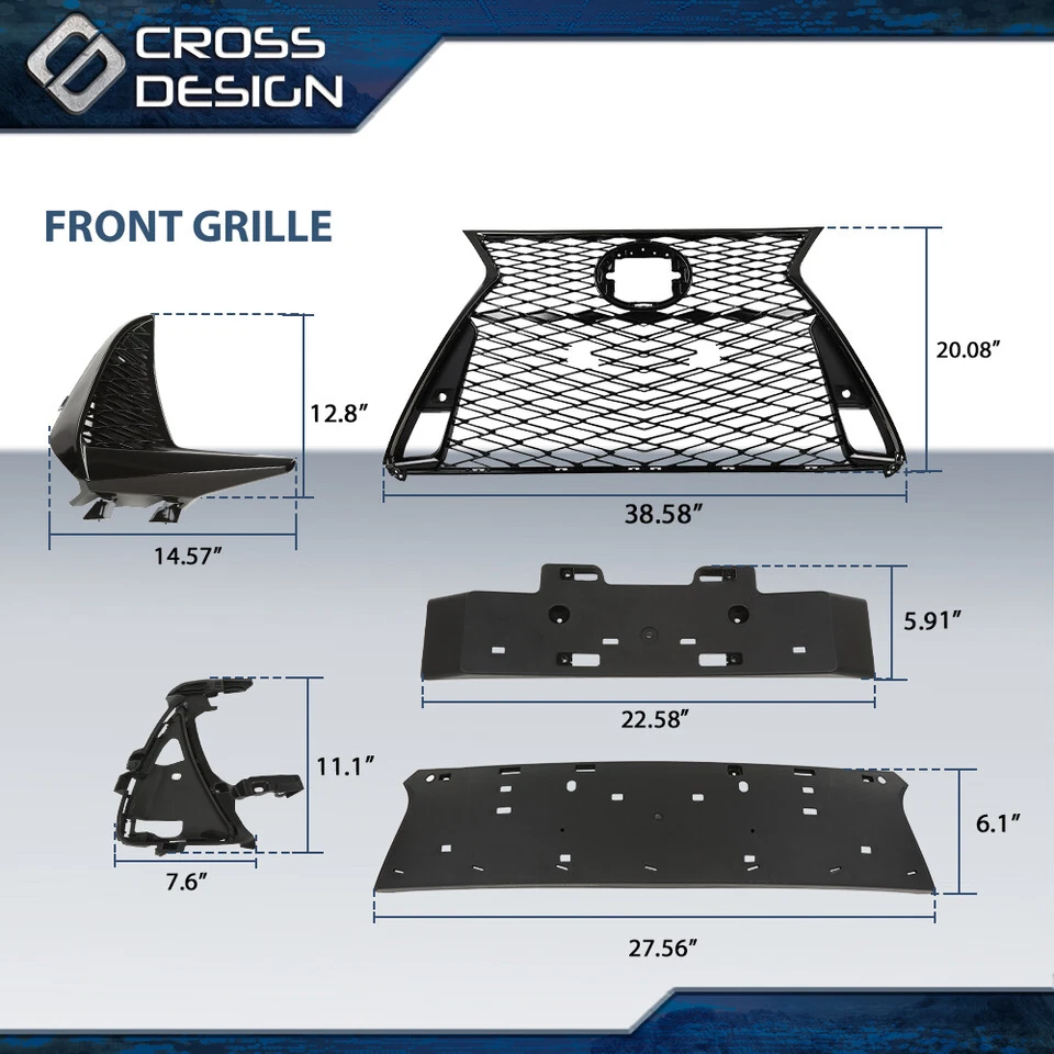 Juego deportivo parrilla delantera negro brillante apto para Lexus IS250 IS350 F 2017-2022 Foto 3 de 4