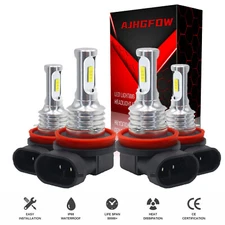 Super Bright 4x Combo H9 H11 LED Headlight High Low Beam Bulbs 10000K White Kit