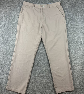 Ronan Fusions Chino Golf Pants Slacks Men s 36SX29 Brown Polyester Flat Front 