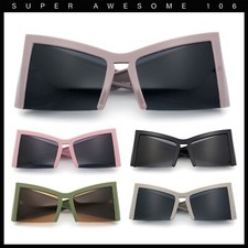 Womens Oversized Triangular 80s Vibe Thick Temple XL Cat Eye Sunglasses