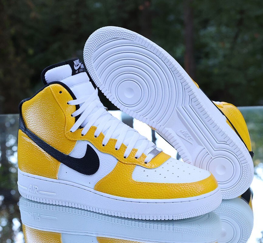Nike Air Force 1 High Custom Men's Size 14 Tour Yellow White Black  CT2303-100 | eBay